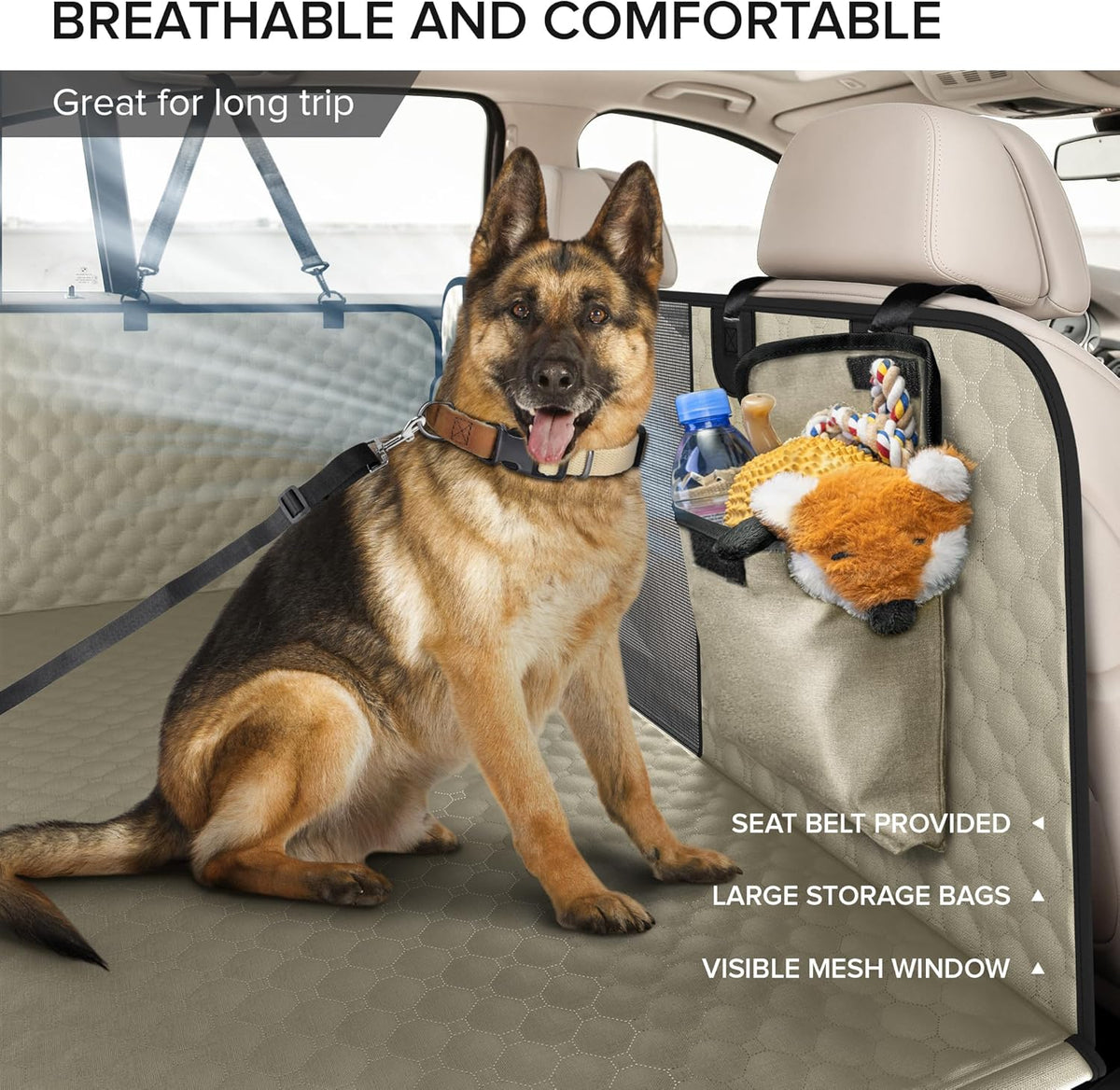 SHARLOVY XL Truck Back Seat Extender for Dogs, Large Hard Bottom Dog Car Seat Cover for Back Seat
