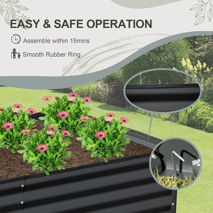 Domi Galvanized Raised Garden Bed, 8x4x1Ft Thickening Metal Planter Box for Vegetables Bottomless