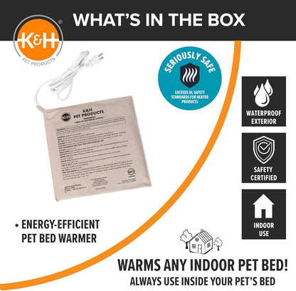 K&H Pet Products Pet Bed Warmer, Turn Any Pet Bed Into a Heated Cat or Dog Bed, Waterproof Indoor