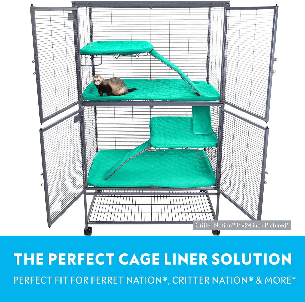 Paw Inspired Fitted Fleece Liners for Ferret Nation, Critter Nation Cage for Ferrets, Rats