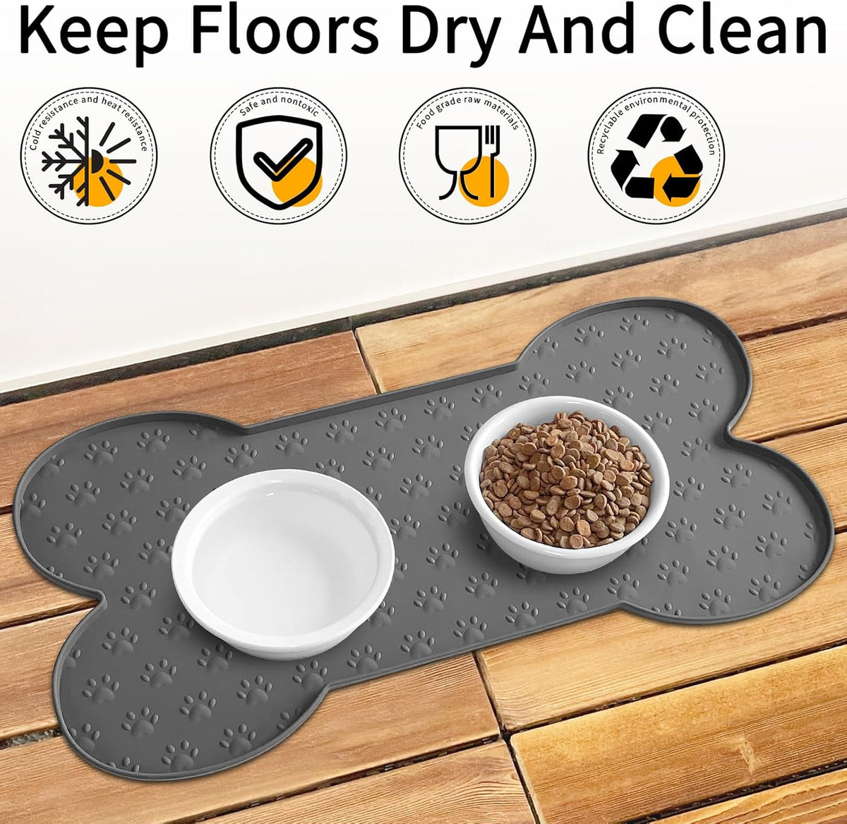 Dog Food Mat Anti-Slip Silicone Dog Bowl Mat Thicker Pet Placemat Waterproof Cat Feeder Pad with