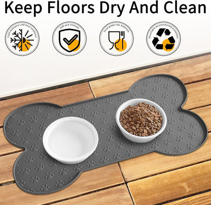 Dog Food Mat Anti-Slip Silicone Dog Bowl Mat Thicker Pet Placemat Waterproof Cat Feeder Pad with