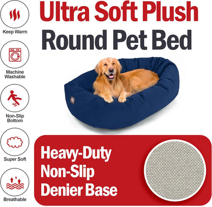 Majestic Pet 40 Inch Suede Calming Dog Bed Washable 40x29x9 (Inch) – Cozy Soft Round Donut Dog Bed
