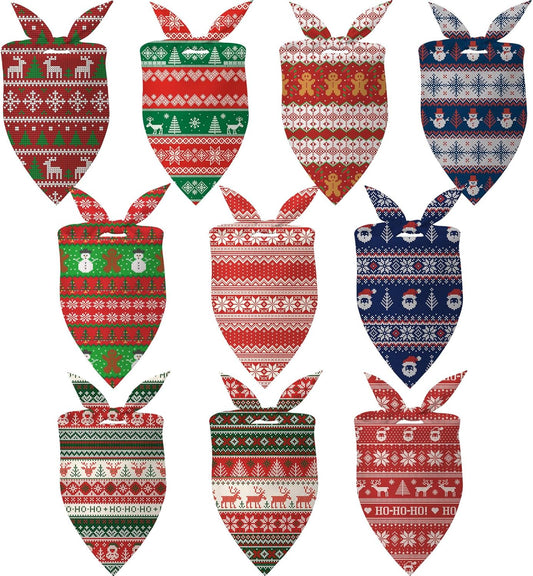 100 Pcs Christmas Dog Bandanas Bulk Xmas Sweater Designs Bandanas Soft Triangle Bibs Adjustable
