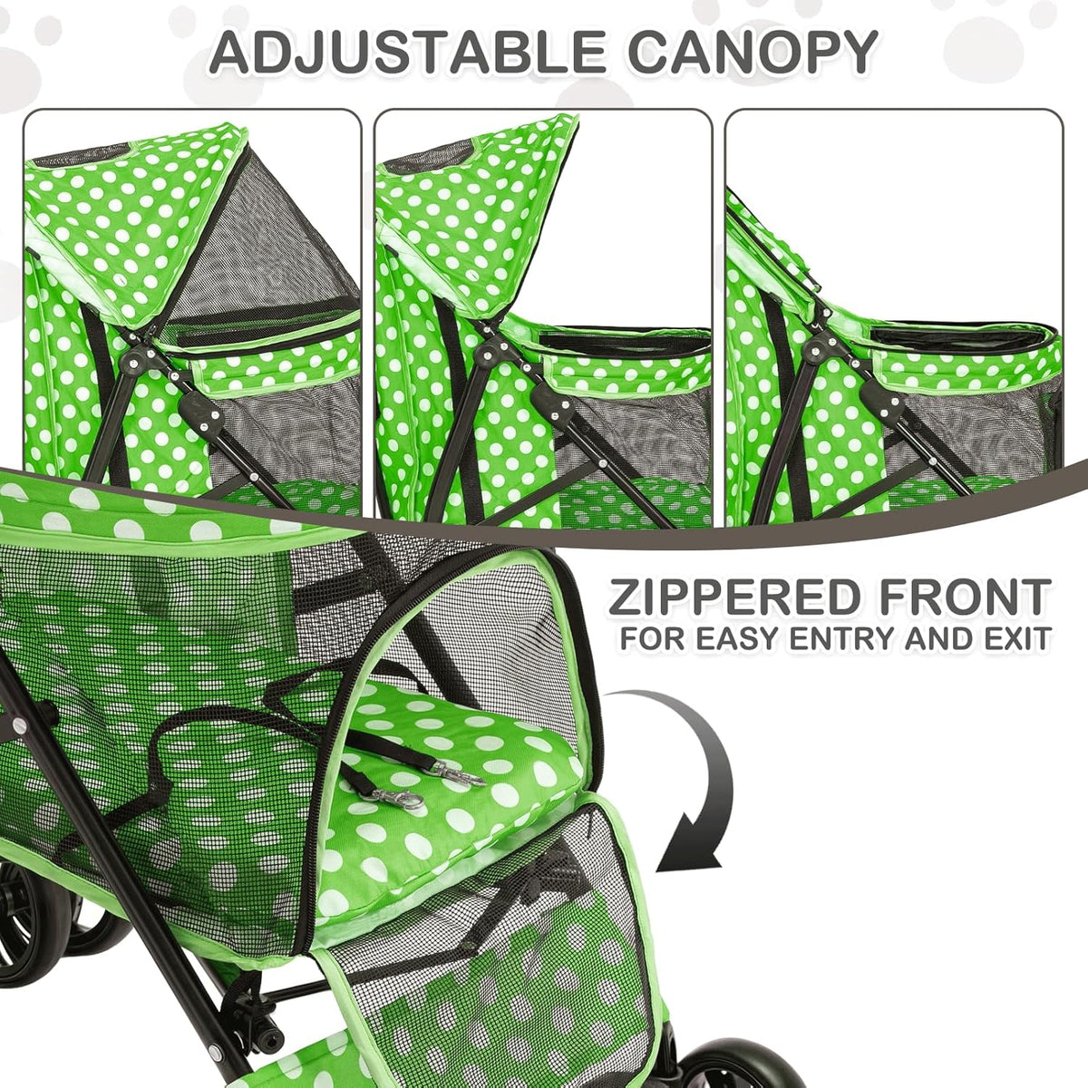 MoNiBloom 4 Wheels Pet Stroller, Easy-Fold Umbrella Shaped Dog Cat Jogger Stroller w/Storage Bag &