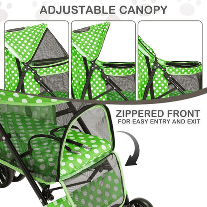 MoNiBloom 4 Wheels Pet Stroller, Easy-Fold Umbrella Shaped Dog Cat Jogger Stroller w/Storage Bag &