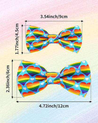 PET SHOW 10 Pack Pride Month Big Dog Bow Ties for Large Medium Dogs Sliding Collar Attachments