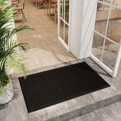 Ottomanson Heavy Duty Rubber Floor Mat – Non-Slip, Waterproof, Easy to Clean – Anti-Fatigue Mat for