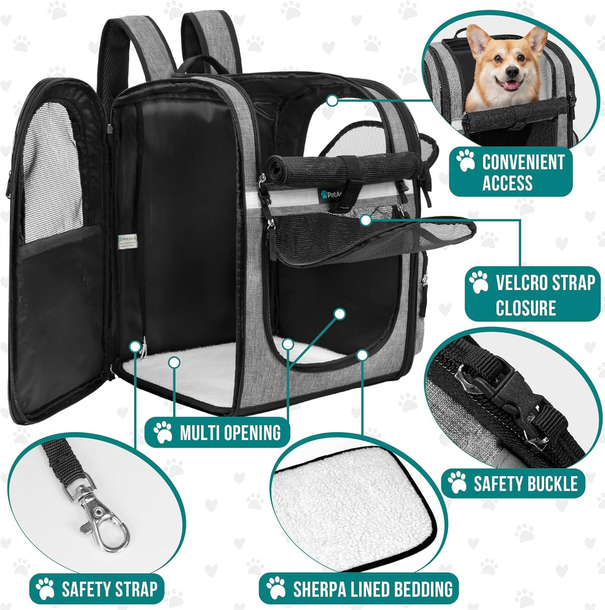 PetAmi Dog Backpack Carrier for Small Large Cat, Pet, Puppies, Ventilated Pet Hiking Backpack