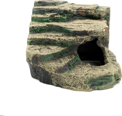 JIHAQUA Large Resin Reptile Tank Accessories Hideouts Cave Habitat Decor for Leopard Gecko Lizards