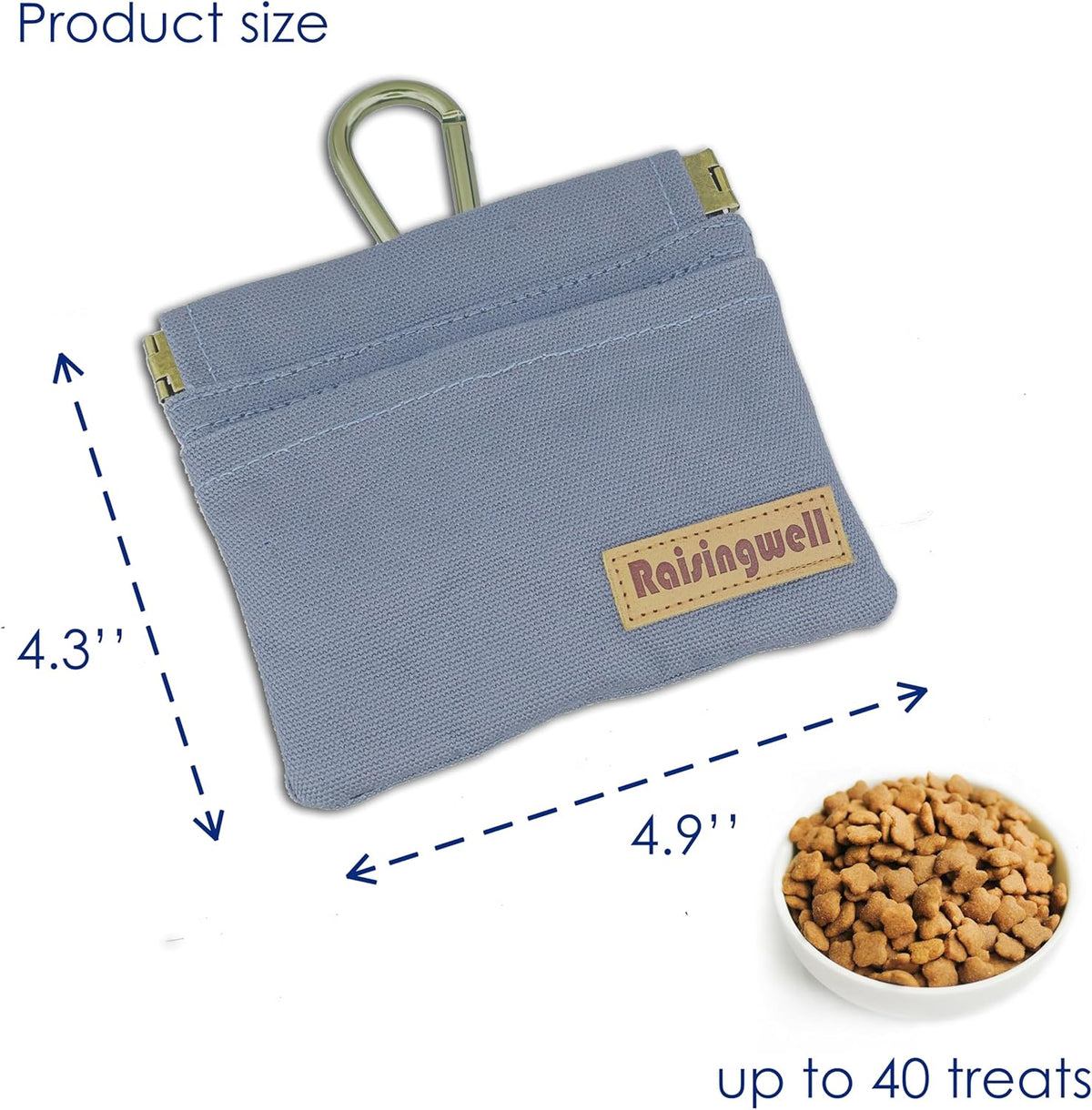 Dog Treat Pouch, Small Cotton Pocket Sized Training Holder, Hand Free Walking Fanny Bag with