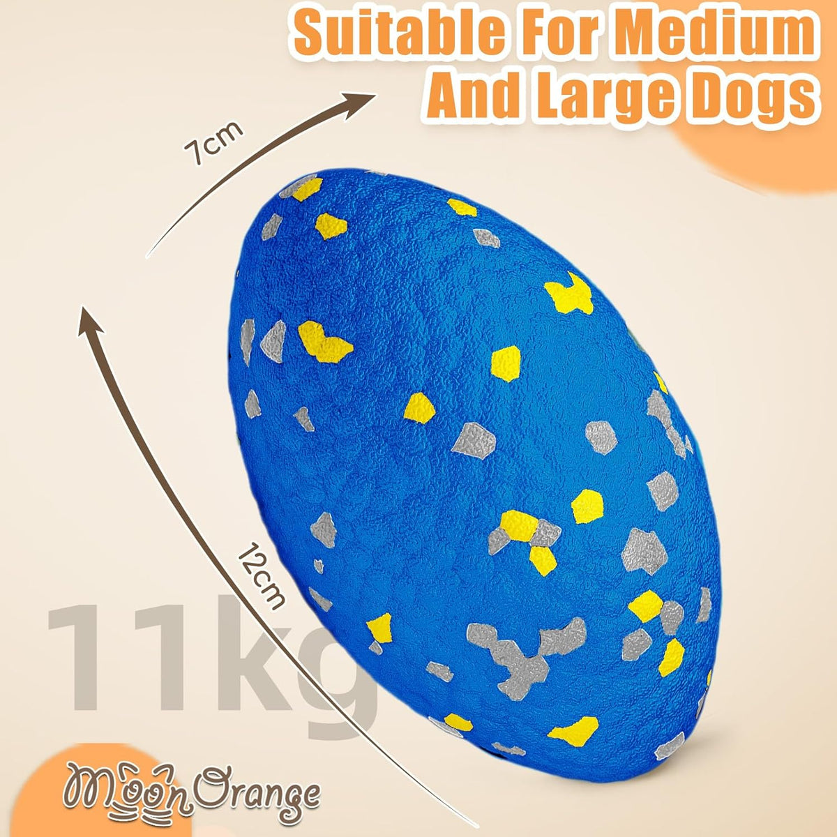 4.72" Indestructible Large Rugby Balls for Aggressive Chewers Durable Olive Bouncy Interactive