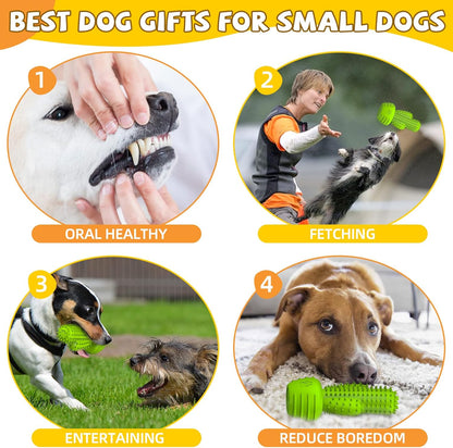 Christmas Dog Gifts, Dog Toys for Small Dogs Dog Toothbrush for Teething Cleaning, Rubber Squeaky