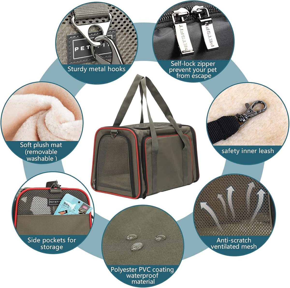 Petsfit Expandable Cat Carrier Dog Carriers,Airline Approved Soft-Sided Portable Pet Travel