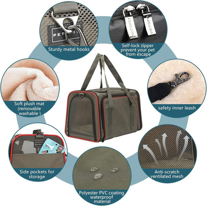 Petsfit Expandable Cat Carrier Dog Carriers,Airline Approved Soft-Sided Portable Pet Travel