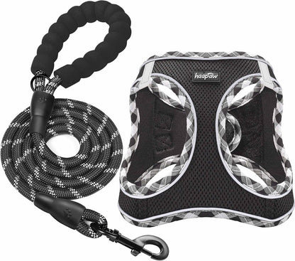 haapaw Dog Harness with Leash Set, No Pull Adjustable Reflective Step-in Puppy Harness with