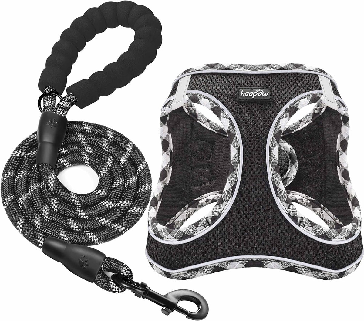 haapaw Dog Harness with Leash Set, No Pull Adjustable Reflective Step-in Puppy Harness with