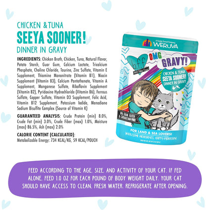 Weruva B.F.F. OMG - Best Feline Friend Oh My Gravy!, Seeya Sooner! with Chicken & Tuna in Gravy Cat