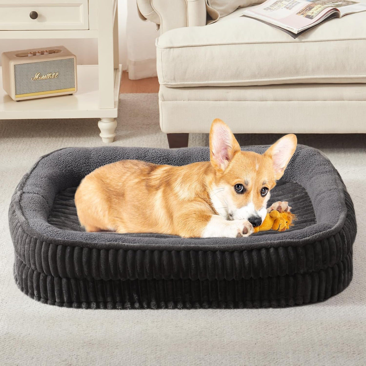 Orthopedic Dog Bed for Medium Dogs Breeds, High Density Egg Crate Foam Dog Sofa Beds,Oval Kennel