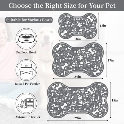 Dog & Cat Food Mat Bone Shaped Pet Feeding Mat Quick Absorb Water Bowl Placemat with Rubber Backing