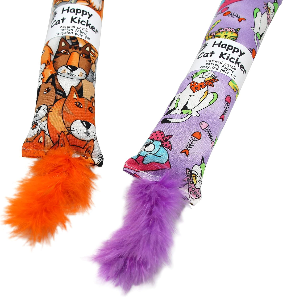 2 Pack Natural Interactive Catnip Cat Kicker with Feathers, Bite Resistant Chew Toy, Crinkle