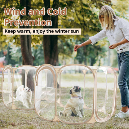 Cold Resistant Cat Playpen PVC Dog Playpen - Portable & Foldable Indoor Outdoor Puppy Playpen