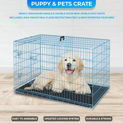 FDW Dog Crate for Medium Dogs 30 Inch Folding Metal WirePet Cage Double Door W/Divider Panel Indoor