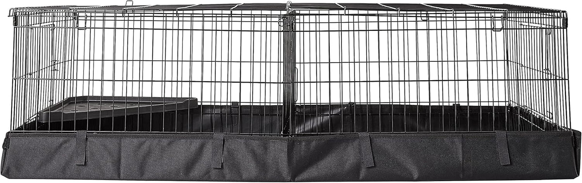 Amazon Basics Leakproof Canvas Bottom Guinea Pig Pet Cage with Divider Set, Black, 47.6"L x 24.2"W