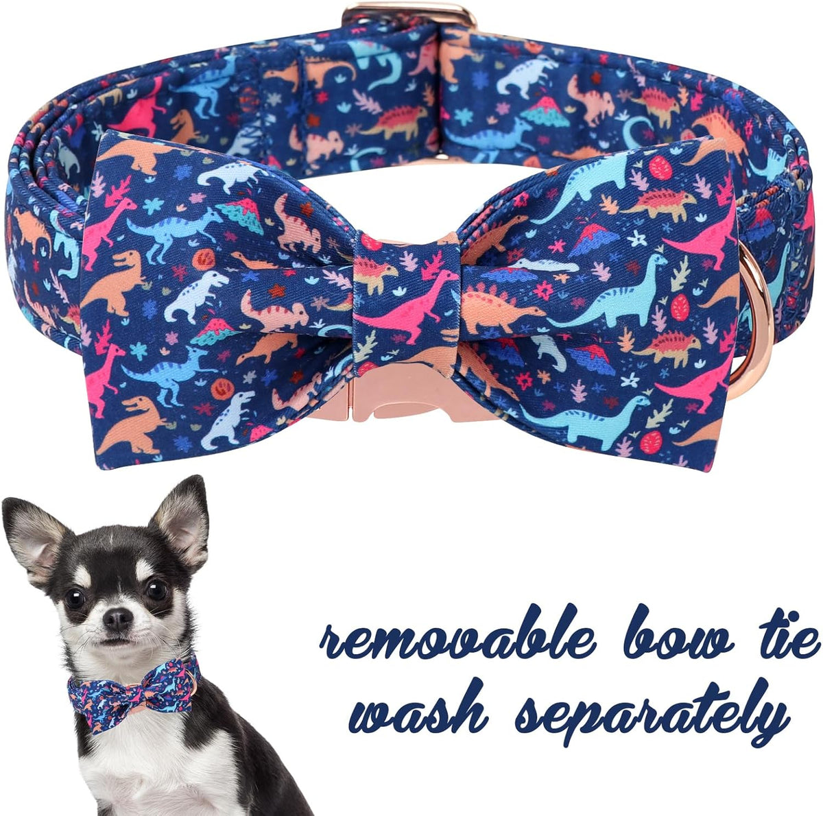 Unique style paws Cartoon Dog Collar with Bow Spring Summer Collar with Flower Dinosaur Park for