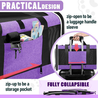 Pet Carrier for Large Cat 20 lbs+ / Soft Sided Small Dog 12 Pounds Travel Crate Top