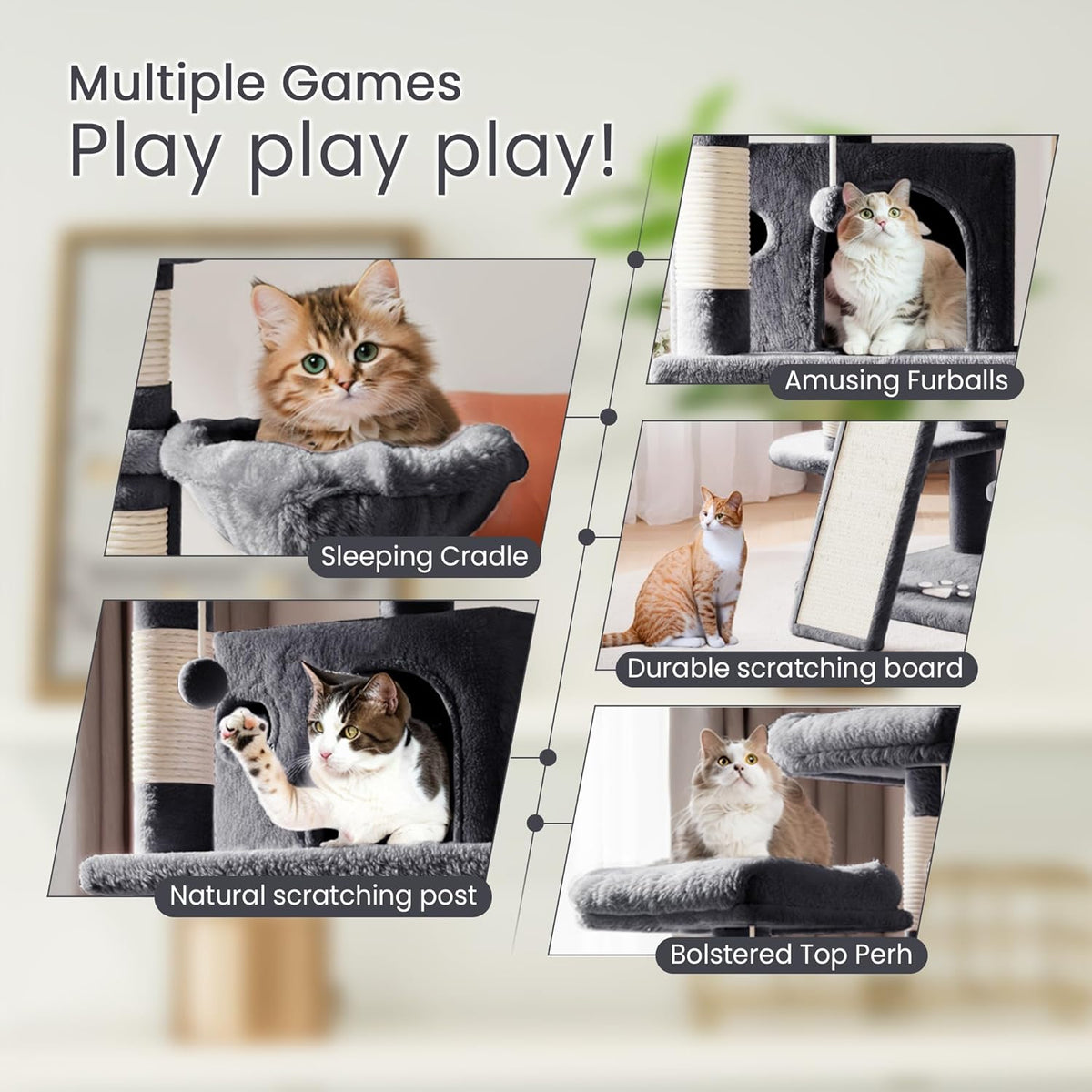 SHA CERLIN 68 Inches Multi-Level Large Cat Tree for Large Kitties/Big Cat Tower with Condo/Cozy
