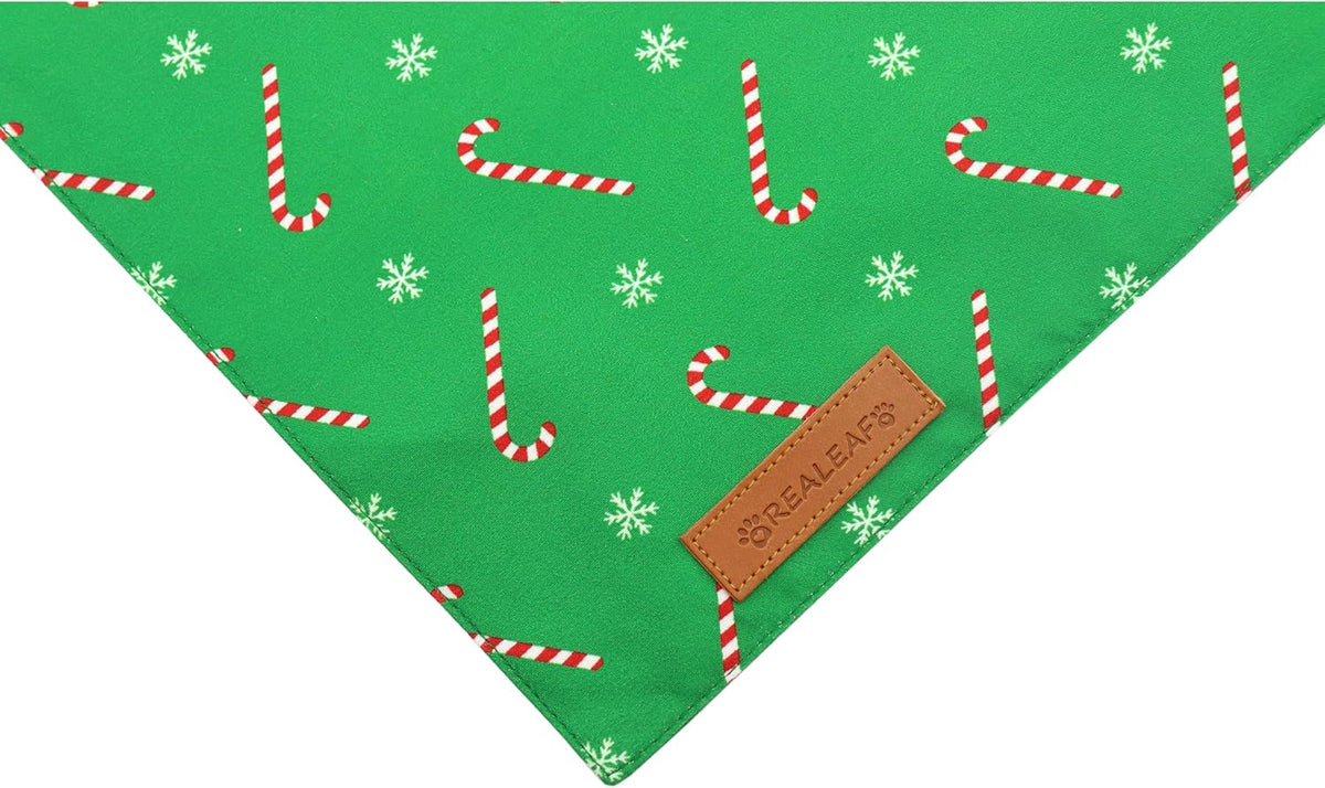 Realeaf Christmas Dog Bandanas 2 Pack, Reversible Red Green Xmas Dog Scarf for Boy and Girl