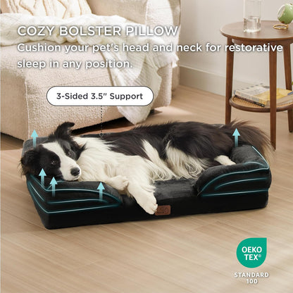 Bedsure Orthopedic Dog Bed for Large Dogs - Big Washable Dog Sofa Beds Large, Supportive Foam Pet