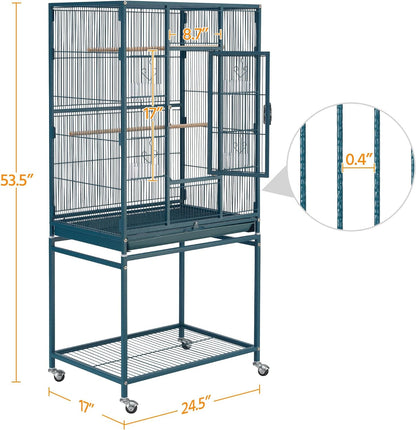 Yaheetech 54inch Metal Large Parrot Parakeet Flight Bird Cage w/Rolling Stand for Small Parrots
