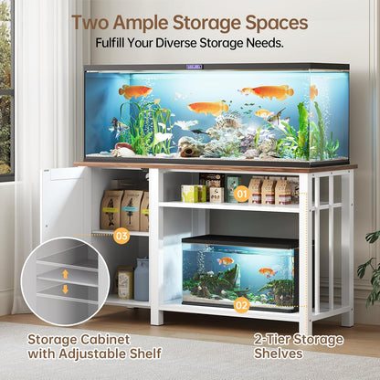 55-75 Gallon Fish Tank Stand with Power Outlet & Adjustable Shelf, Heavy Duty Aquarium Stand with