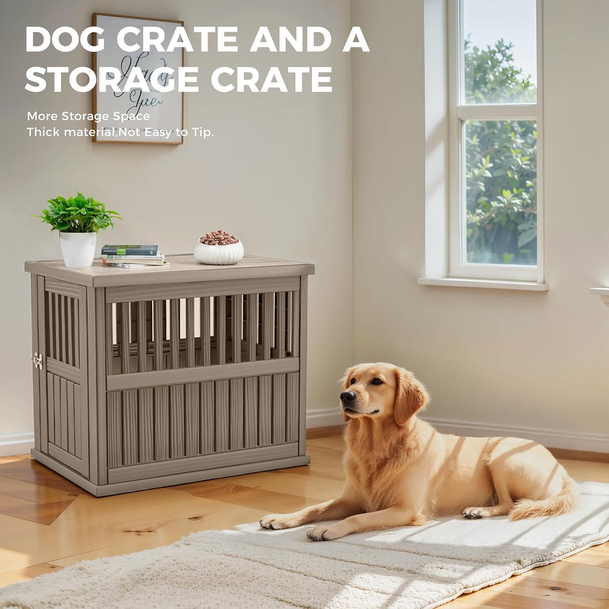 Dog House - Resin Outdoor Dog Kennel with Ventilated Design, Waterproof Dog Bed Shelter for