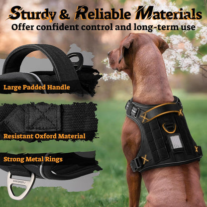 rabbitgoo Dog Harness Medium Sized No Pull, Tactical Service Pet Vest with Molle and Control