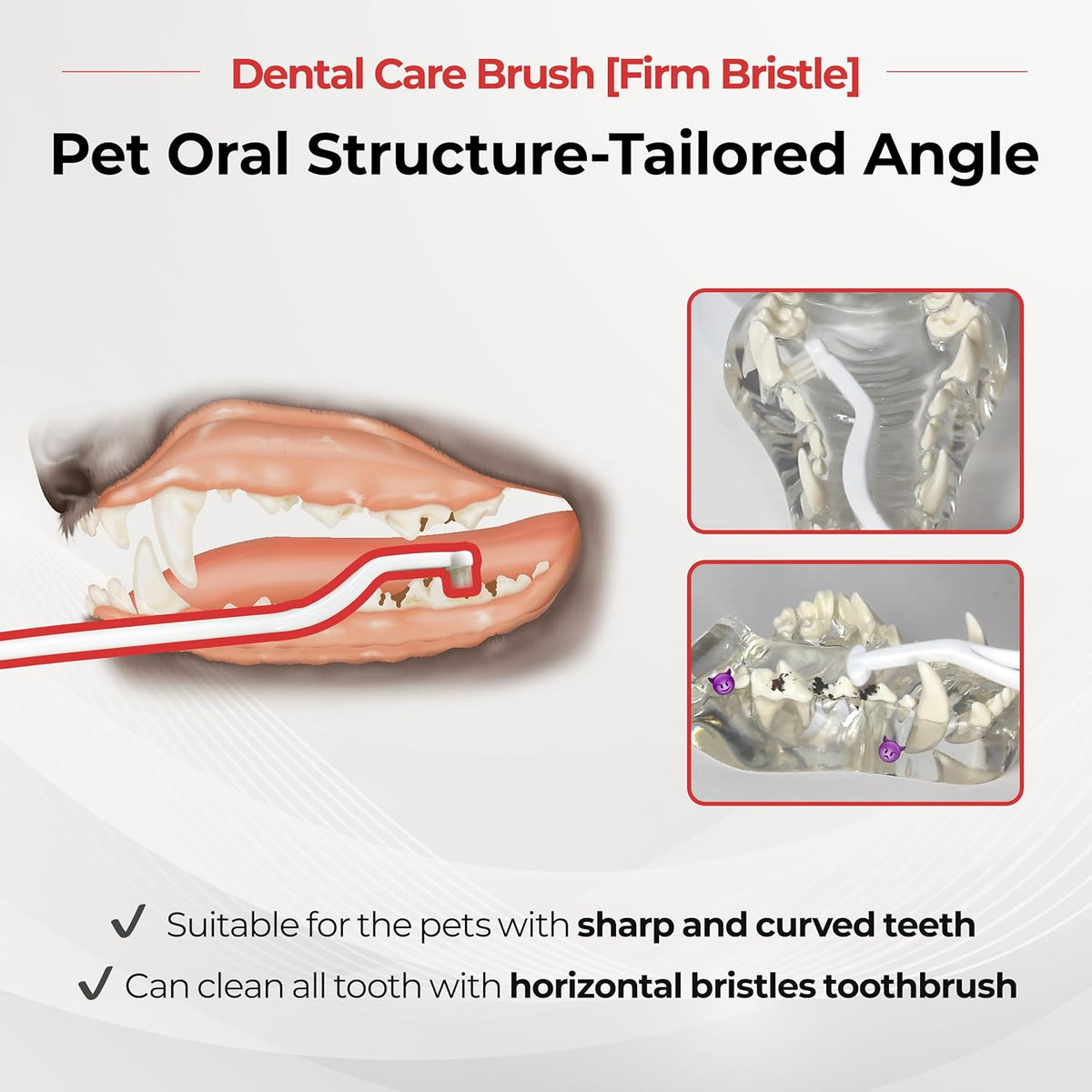 JAYU PET Dental Care Brush (Firm Bristles) 3ea - Resilient Dog Toothbrush, Cat Toothbrush for