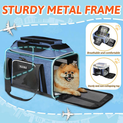 Petskd Top-Expandable Pet Carrier 17x11x9.5 Inches Alaska Airline Approved, Soft-Sided Carrier for
