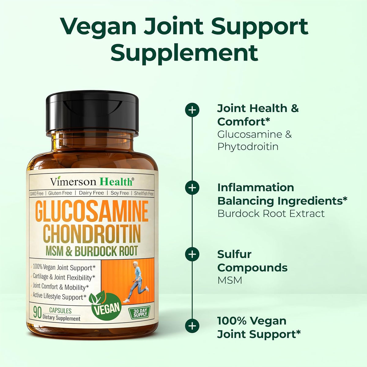 Glucosamine Chondroitin MSM – Joint Support Supplement for Women and Men with Glucosamine Sulfate