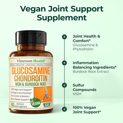 Glucosamine Chondroitin MSM – Joint Support Supplement for Women and Men with Glucosamine Sulfate