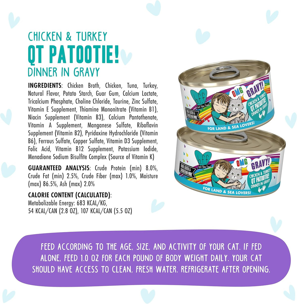 Weruva B.F.F. OMG - Best Feline Friend Oh My Gravy! Grain-Free Wet Cat Food Cans, QT Patootie!