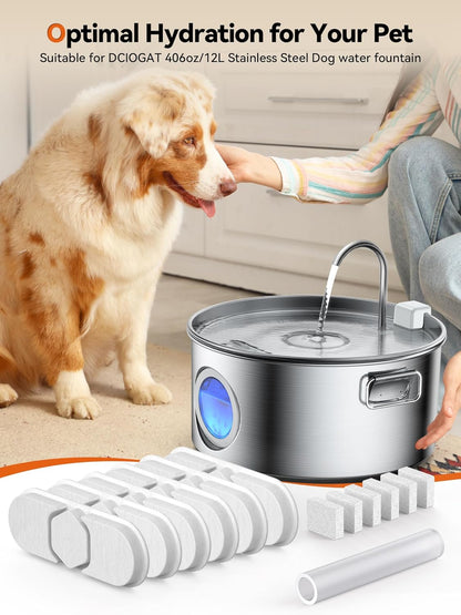 Dog Water Fountain for Large Dogs, 3.2Gal/406oz/12L Stainless Steel Pet Fountain, Quiet Dog Water