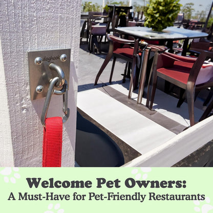 Canine Hitch- Secure Dog Leash Parking Wall Large Hook with Clip 6 Pack - Tie Out Stainless Steel &