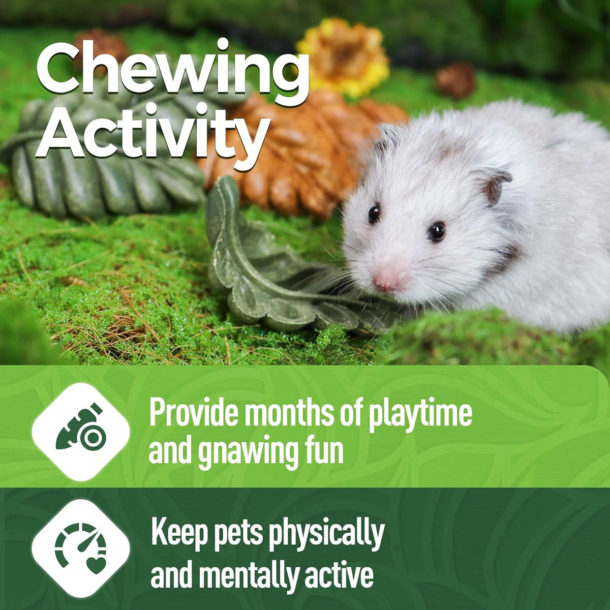 TEEWY 6PCS Hamster Chew Toys, Guinea Pig Chew Toys for Teeth with Natural Vegetables and Timothy