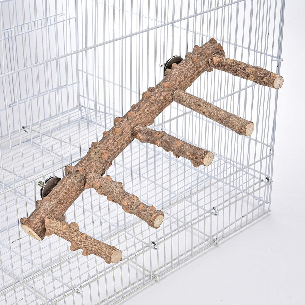 Mogoko Bird Ladder Perch for Cage, Natural Wood Bird Parrot Perch Stand Parrot Perch Bridge