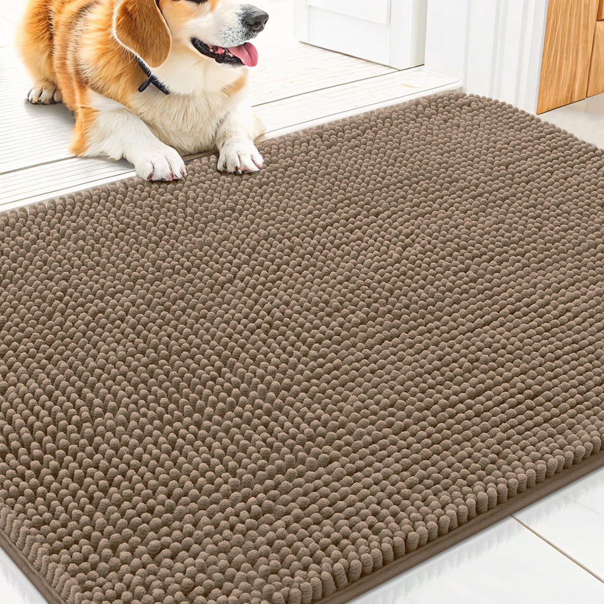 Smiry Dog Door Mat for Muddy Paws 30x20, Absorbs Moisture and Dirt Doormat, Non-Slip Washable Quick