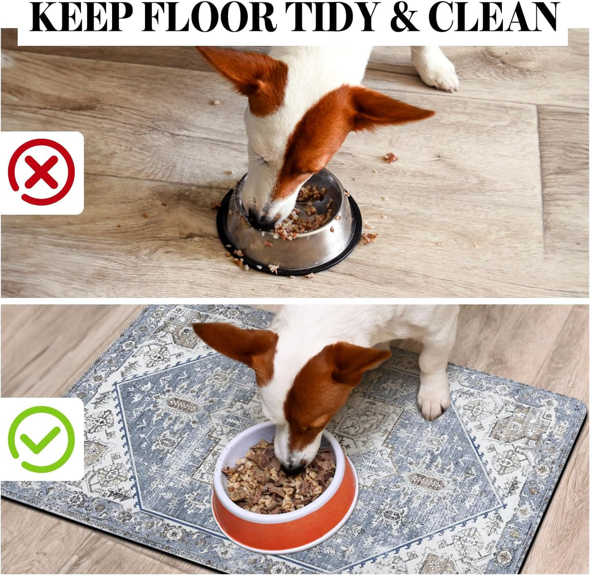 Dog Food Mats for Floors, Absorbent Dog Bowl Mat for Food and Water Dispenser Mat, Quick Dry Cat