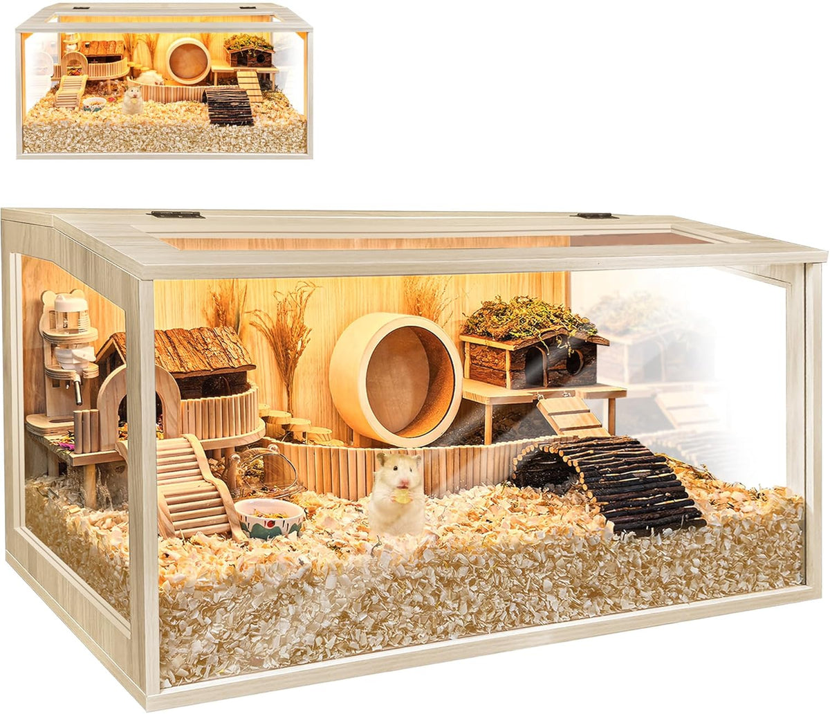 Hamster Cage Chewproof, Large Hamster Cages and Habitats, Openable Top with Acrylic Sheets, Solid