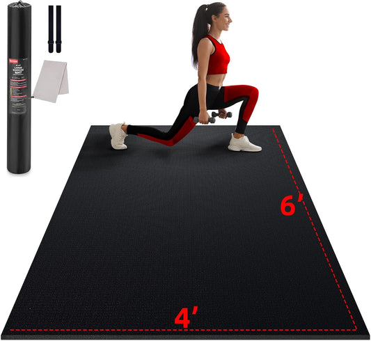 Large Exercise Mat for Home Workout,12‘x6’/10'x6'/9'x6'/8'x6'/7'x5'/6'x4' (7mm) Extra Thick Workout